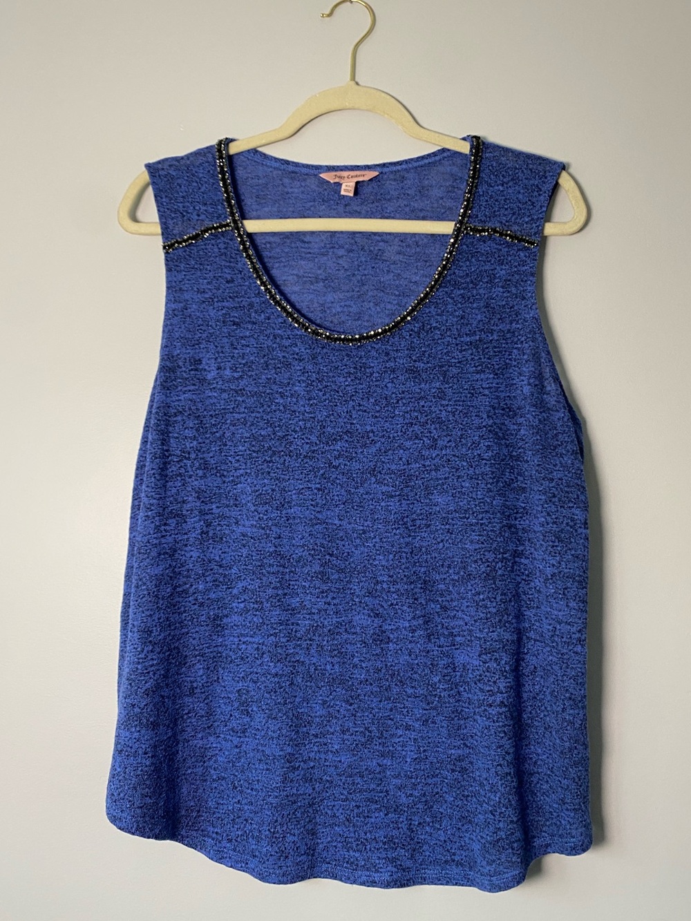 Juicy Couture Royal Blue Beaded Sleeveless Top, Size XL